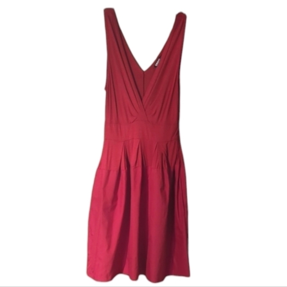 Dkny Womens Dress Plunging V Neck Lacquer Red Satin Christmas Holiday Party sz 6 - Picture 1 of 9